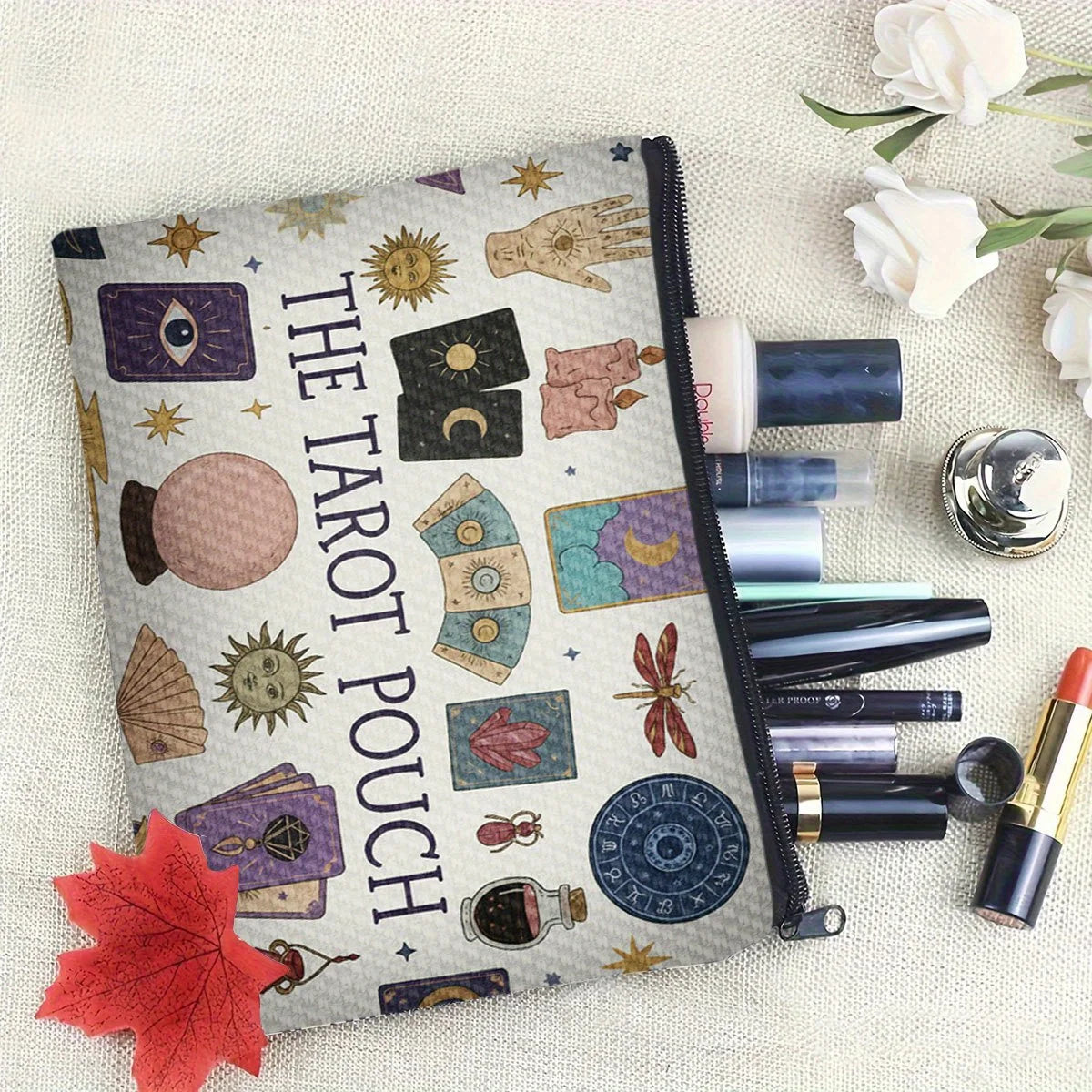 A Mysterious tarot card makeup bag - cute multifunctional zipper pouch for women, jewelry storage bag, perfect travel zip small