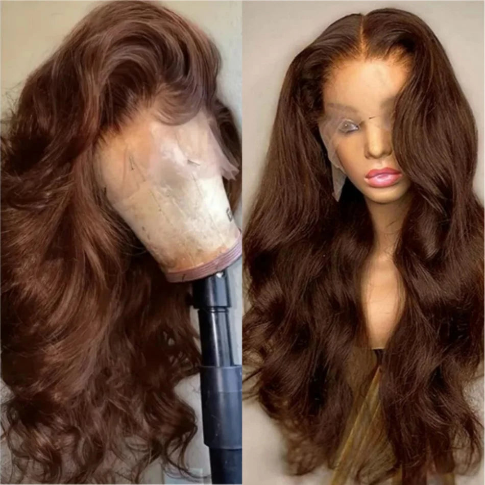 Chocolate Brown Body Wave Lace Front Wig - 13x4 13x6 HD Lace 100% Human Hair | Pre-Plucked Brazilian