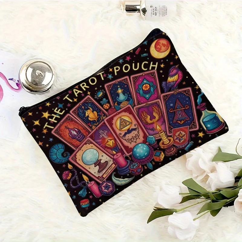 A Cosmic Tarot Card Makeup Bag - Women's Multi-functional Zipper Pouch, Jewelry Storage Bag, Perfect Travel Zipper Small Storage