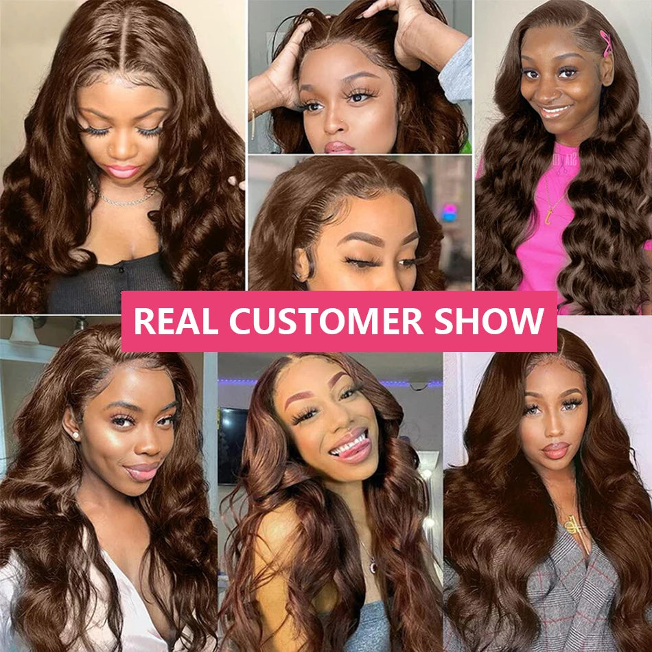 Chocolate Brown Body Wave Lace Front Wig - 13x4 13x6 HD Lace 100% Human Hair | Pre-Plucked Brazilian