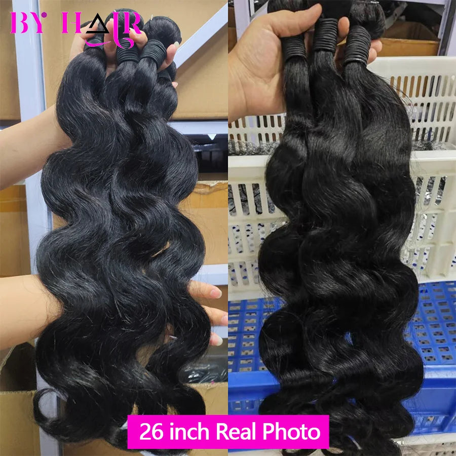 26" Body Wave Bundles with 2x6 Closure - 3/4 Brazilian Human Hair Weave | Natural HD Lace