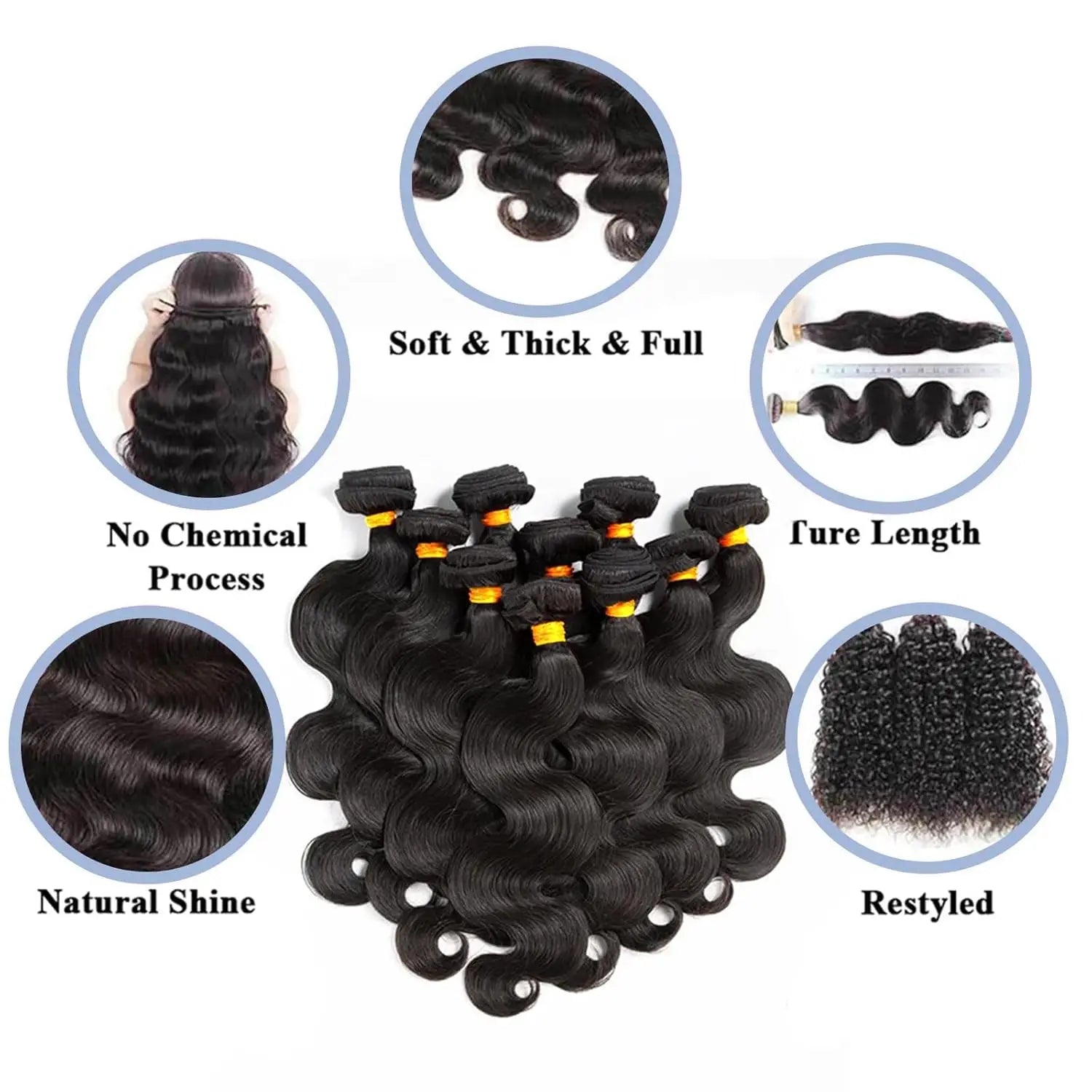 40" Body Wave Human Hair Bundles - 12A Grade Brazilian Virgin Hair | 3/4 Pcs Raw Unprocessed Weave