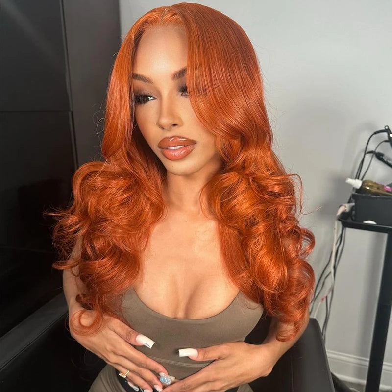 Ginger Orange Body Wave Bob Wig - 13x4 HD Lace Front 200% Density | Short Bob Human Hair