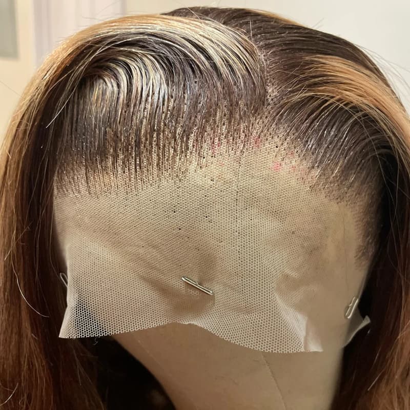 Honey Blonde Highlight Body Wave Wig - T Part Lace Front Human Hair Wig | Pre-Plucked