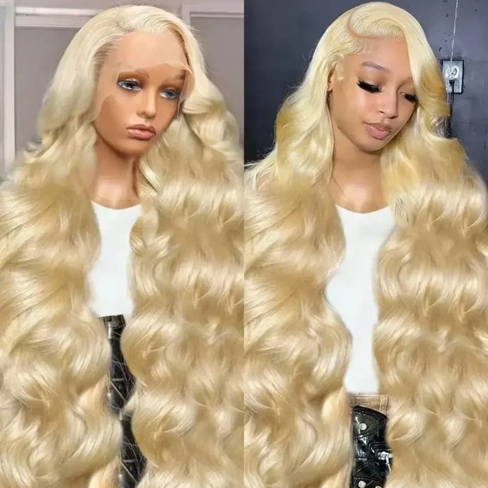 613 Blonde Body Wave Wig 16-36 Inch - 13x4 13x6 HD Lace Front 180-200% Density | Platinum Blonde Human Hair