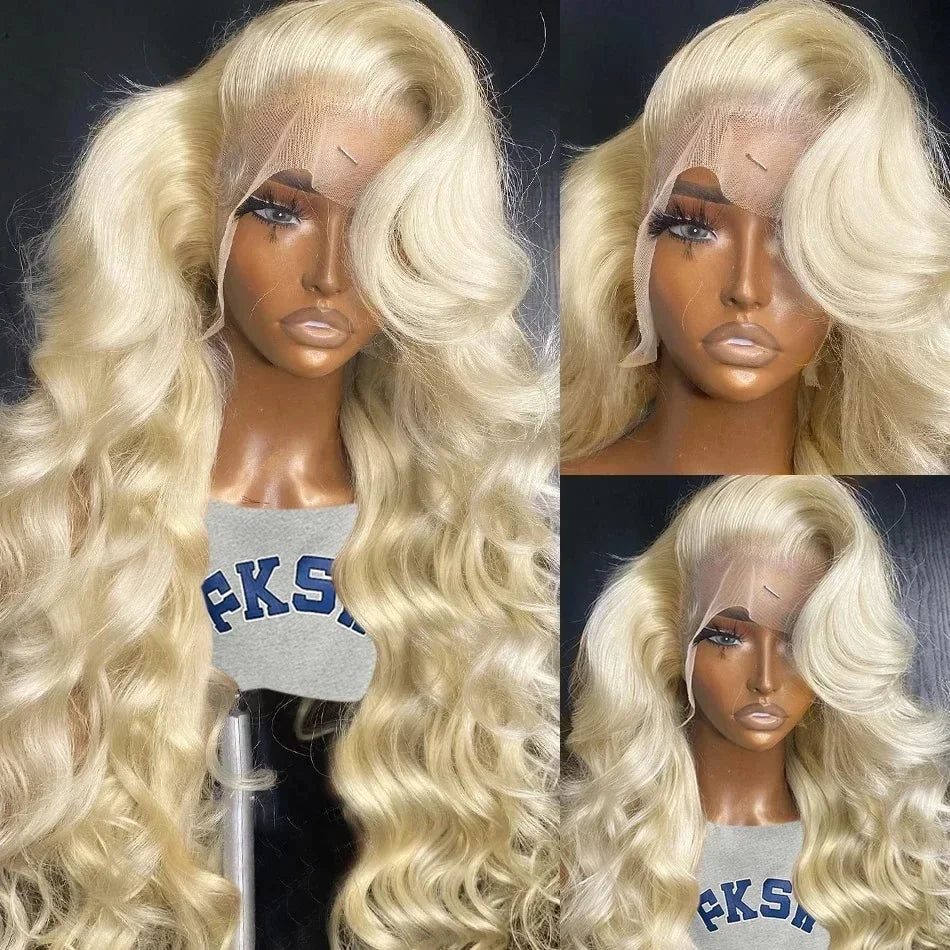 613 Blonde Body Wave Wig 16-36 Inch - 13x4 13x6 HD Lace Front 180-200% Density | Platinum Blonde Human Hair