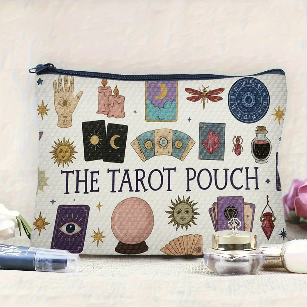 A Mysterious tarot card makeup bag - cute multifunctional zipper pouch for women, jewelry storage bag, perfect travel zip small