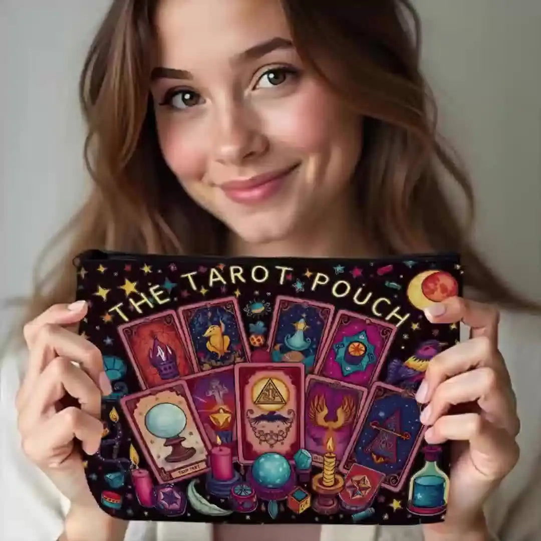 A Cosmic Tarot Card Makeup Bag - Women's Multi-functional Zipper Pouch, Jewelry Storage Bag, Perfect Travel Zipper Small Storage